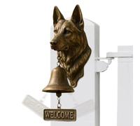 Campanelli a tema cane di benvenuto vintage rustico a tema animale | Campana a forma di testa di cane, decorazione da parete per portico, giardino, cortile, sala di sicurezza domestica