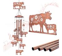 Campanelli a vento a forma di mucca, regalo per donne/uomini/mamma/moglie/nonna, regalo di compleanno, regalo commemorativo in metallo per esterni/interni, prato, patio, casa, veranda, decorazione da