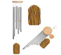 Campanelli a vento a righe verticali ondulate gialle nere con 6 tubi in alluminio decorazione da giardino per esterni