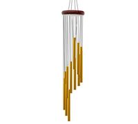 Campanelli a vento dorati con 12 tubi a gradini e decorazione a gancio a S