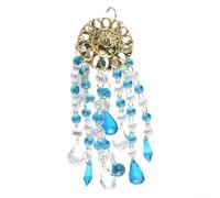 Campanelli a vento fatti a mano, decorazioni da giardino per esterni, con prismi, per patio, cortile, balcone, finestra, decorazione per la casa, lunghezza 21 cm (blu)