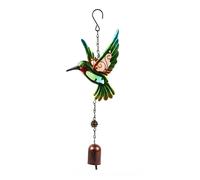 Campanelli a vento per giardino, colibrì in metallo da appendere con campana, campanelli a vento con tubo in alluminio per piccoli uccelli (stile 2)