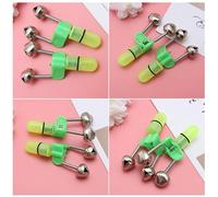 Campanelli Allarme Pesca LED Clip, Doppio Segnale Verde, 20 Pezzi | Allarme Acustico per Estremità Canna, Montaggio Rapido, Plastica e Metallo, per Pesca Notturna e Riva