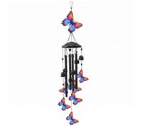 Campanelli eolici a farfalla per esterni, Campanelli eolici per esterni in metallo verniciato dai colori vivaci per cortile, giardino e decorazioni per la casa, Nero, 36, 00 pollici, Farfalla