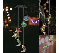 Campanelli eolici a LED a energia solare, per esterni, luci solari con sole, luna e stella, luci solari a LED, impermeabili, per esterni, balcone, terrazza, feste, albero regali