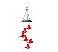 Campanelli Eolici|Campanelli Eolici Solari Cardinale, Campanella Solare Cardinale Rosso, con 6 Colibrì Vividi Luce LED Multicolor, Vacanze, Cortili, Decorazioni Come Regali... ()