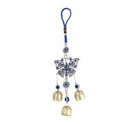 Campanelli eolici con occhio blu, campanelli eolici con campane, amuleto pendente blu turco blu protezione da parete per auto, decorazione da parete per interni, patio esterno