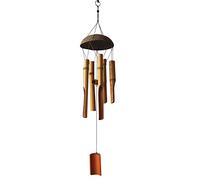 Campanelli Eolici in bambù, Campanelli Eolici Fatti a Mano Dai Toni Profondi Campanelli Eolici per Esterni con Corona in Cocco per la Decorazione del Giardino Domestico (5 tubi)