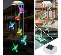 Campanelli Eolici Solare, Cambia Colore LED Solare Campane a Vento per Esterno, Impermeabile Campanelli Eolici Colibrì Decorazioni Giardino per Patio Casa Regalo Donna