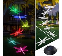Campanelli Eolici Solare, Cambia Colore LED Solare Campane a Vento per Esterno, Impermeabile Campanelli Eolici Libellula Decorazioni Giardino per Patio Casa Regalo Donna