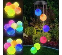 Campanelli Eolici Solare, Cambia Colore LED Solare Campane a Vento per Esterno, Impermeabile Campanelli Eolici Palla di Cristallo Decorazioni Giardino per Patio Casa Regalo Donna