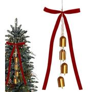 Campanelli natalizi con fiocchi di velluto, Campana rustica vintage dorata da 60 cm con fiocchi di velluto per ghirlanda di Natale, porta d'ingresso, decorazione per interni ed esterni