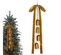 Campanelli natalizi con fiocchi di velluto, Campana rustica vintage dorata da 60 cm con fiocchi di velluto per ghirlanda di Natale, porta d'ingresso, decorazione per interni ed esterni
