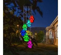 Campanelli solari a vento con stampa di zampe, luci solari per esterni con stampa di zampe di cane e gatto, carillon a vento mobili da appendere per decorazione da giardino, ottimo regalo per gli