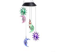 Campanelli solari in plastica ABS resistente alle intemperie 75 cm | Si illumina automaticamente al crepuscolo, arcobaleno vibrante per spettro, pannello solare a risparmio energetico