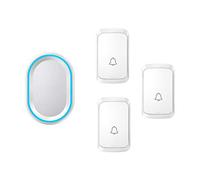 Campanelli Wireless, 3 Trasmettitore E 1 Ricevitore,Campanello Senza Fili Portatile Con Funzione Di Memoria Di Spegnimento,Portata 300M,58 Regolabile Melodie,4 Livelli Di Volume,Flash LED,Bianca