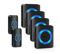 Campanelli Wireless, TeckNet Campanello Senza Fili Portatile Wireless Doorbell, 60 Suonerie, Indicatori LED, 400M Operativo a grande Distanza, 5 Volumi Selezionabili (2xTrasmettitore e 4x Ricevitore)