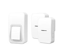 Campanello a Fili, Campanello d'ingresso Impermeabile a Fili, Portata di 100 m, 38 Suoni, Volume a 4 Livelli e modalità silenziosa con 1 trasmettitore e 2 ricevitori, Bianco e Oro.