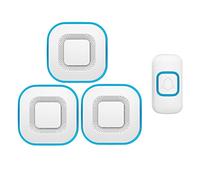 Campanello a Fili con 3 ricevitori - Campanello a Fili Resistente alle intemperie con Spina, Portata 1000 Piedi, 38 Suoni, Volume a 4 Livelli con Flash LED, Bianco, Nero