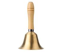 Campanello a mano con manico in legno massiccio in ottone, campanello multifunzione extra forte, 8 cm, resistente, per scuola, Churchl, hotel, Natale e servizio di nozze