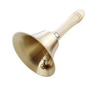 Campanello a mano Sopcone in ottone massiccio extra forte con manico in legno multiuso per scuola, Churchl, hotel, Natale e servizio di nozze (8 cm)