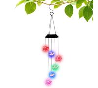 Campanello a vento a farfalla - ABS, 70 x 12,5 cm | Campanelli eolici solari con luci a LED a colore mutevole, decorazione da giardino sospesa | Luce decorativa per interni ed esterni per portico