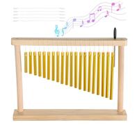 Campanello a vento da tavolo in legno con martello, strumento a percussione a fila singola da 20 barre, campanello a mano da tavolo, campana a vento per giovani e adulti