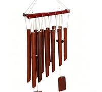 Campanello a vento in legno naturale, suono rilassante, realizzato a mano, per esterni, per giardino, patio, decorazione per la casa, rustico, resistente alle intemperie, design a tubo da 8, 10, 12