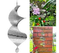 Campanello a vento ovale a spirale in metallo Ornamento da giardino Decor 360 gradi Spinner Hanging Tree Pendant Suncatcher per esterni interni Camera da letto Soggiorno Finestra Decorazione cortile