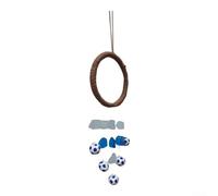 Campanello a vento realizzato a mano con elementi in vetro marino e sottili motivi di calcio per un posizionamento premuroso (blu marino)