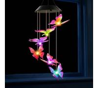 Campanello a vento solare a LED a forma di farfalla, per donne, mamma, nonna, regalo, spirale spinner cambia colore, lampada da giardino romantica per patio cortile con gancio
