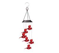 Campanello a vento solare con colibrì e uccellino cardinale, luce rossa cardinale, con 6 vivaci colibrì multicolore luce LED ()