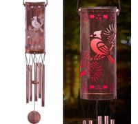 Campanello a vento solare, luce commemorativa a sospensione con suono chiaro e bagliore caldo, impermeabile IP67, decorazione esterna in metallo per giardino, patio, regalo per donne, nonne mamme