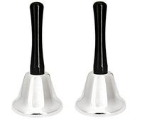 Campanello da 2 pezzi, in argento con manico, campanello per animali domestici, campanella per bambini, campanella per matrimoni, campane per la cena, campanella per la scuola