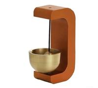 Campanello da negoziante in legno con supporto magnetico, elegante campanello a vento per casa, giardino, ingresso ristorante, finitura arancione, 7 x 4,5 x 3,5 cm (A)