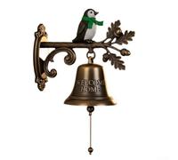 Campanello decorativo in ghisa con calda incisione di benvenuto e personaggi stravaganti per l'uso in ingressi, salotti o cucine durante tutto l'anno (pinguino D)