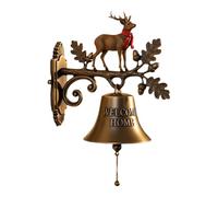 Campanello di benvenuto con renna di Natale, vintage, in ghisa, campanello da pranzo, Babbo Natale, da parete, campane senza fili, per portico, porta d'ingresso, giardino, cortile, decorazione