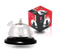 Campanello di chiamata in acciaio inox per reception, da tenere in mano, da scrivania, da banco, campanello di attenzione, suoneria per maggiordomo, cameriere, per hotel, portineria, scuole, bar,