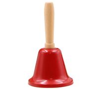 Campanello di natale rumoroso a mano con manico in legno da 2, 5 pollici di campane da cena di ferro per matrimoni, aula scolastica, allarme di servizio, jingle, suonando la campana di chiamata rossa
