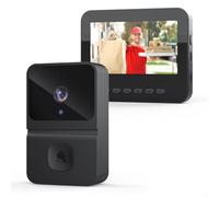 Campanello di sicurezza per videocitofono con display da 4 pollici da 3", visione grandangolare da 85 gradi, doppia comunicazione e notifiche immediate per unità interna (nero)