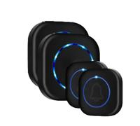 Campanello elettronico intelligente, nero, sistema di suoneria wireless conforme agli standard UE, con due trasmettitori e due ricevito