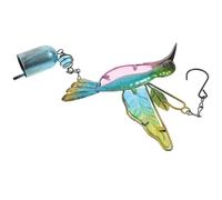 Campanello Eolico Colibrì Blu in Ferro e Vetro per Giardino | Ornamento da Patio e Esterno, Suono Morbido, Ruota nella Brezza, Design Speciale