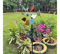 Campanello Eolico con Palo, Mulino a Vento in Metallo per Uso Esterno, Scultura