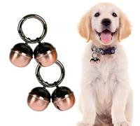 Campanello extra forte per collare e cani e animali domestici, in ottone resistente, con chiusura a moschettone girevole (oro rosa e nero, confezione da 2)