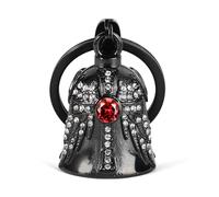 Campanello Guardiano con Ali d'Angelo per Motocicletta: Campanello Gremlin Incrociato per Motocicletta, Birthstone Portachiavi, Accessori per Motocicletta, Regalo Portafortuna per Uomo e Donna
