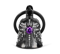 Campanello Guardiano con Ali d'Angelo per Motocicletta: Campanello Gremlin Incrociato per Motocicletta, Birthstone Portachiavi, Accessori per Motocicletta, Regalo Portafortuna per Uomo e Donna