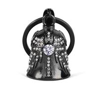 Campanello Guardiano con Ali d'Angelo per Motocicletta: Campanello Gremlin Incrociato per Motocicletta, Birthstone Portachiavi, Accessori per Motocicletta, Regalo Portafortuna per Uomo e Donna