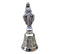 Campanello Liturgico. Campana Miracolosa placcata argento. Protezione di Maria contro le malvagità e le insidie del demonio. Statuina con campanella scacciaspiriti, scacciaguai. H 9 cm