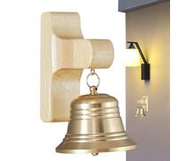 Campanello magnetico per porta, in legno e ottone, 5,6 x 5,3 x 7,2 cm, campanello magnetico a vento in legno, per negozianti, campane decorative in legno, promemoria per casa, negozio e ingresso