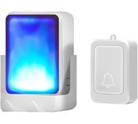 Campanello Musicale con Luce Flash A 7 Colori, Campanello Wireless per La Casa, Cercapersone per Anziani Sordi E con Problemi di Udito, White
